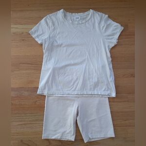 Mate The Label Cream Bike Shorts And T Shirt Set Organic Cotton XL